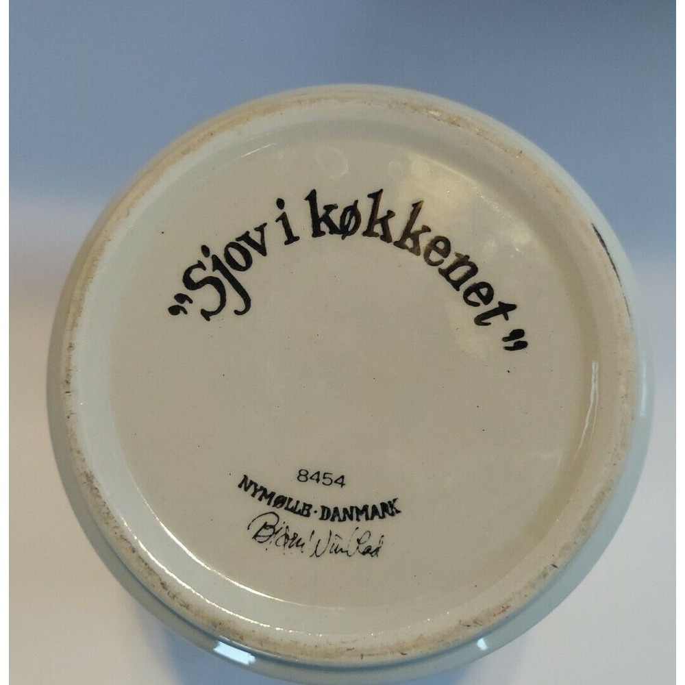 Rare Bjørn Wiinblad "Sjov i køkkenet" Sugar Jar Canister Lid Signed Denmark MCM - Picture 8 of 9